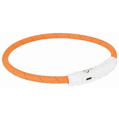 trixie halsband hond flash lichthalsband usb tpu / nylon oranje-1