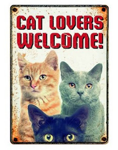 plenty gifts waakbord blik cat lovers welcome-1