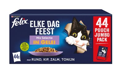 felix pouch elke dag feest in gelei mix box tonijn / zalm / rund / kip-1
