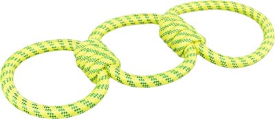 trixie aquatoy touw trekspeeltje ringen polyester geel / groen-1