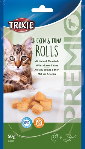 trixie premio kip & tonijn rolletjes voor katten glutenvrij-1