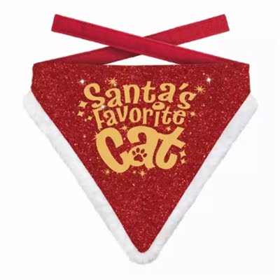 plenty gifts kerst bandana santa's favorite cat rood goud-1