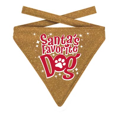 plenty gifts kerst bandana santa's favorite dog glitter goud-1