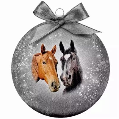 plenty gifts kerstbal frosted paard zilver-1