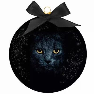 plenty gifts kerstbal frosted zwarte kat ogen zwart-1