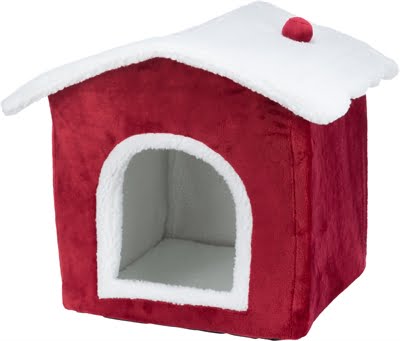 trixie xmas kattenmand huis rood / wit-1